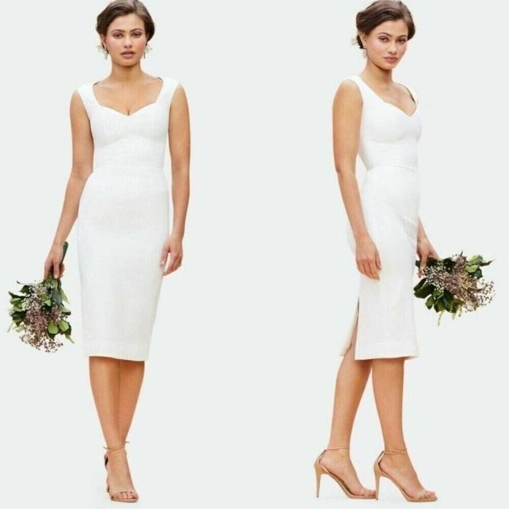 NWT Dress The Population Elle Sheath Sweetheart Neck Midi Dress White XXS